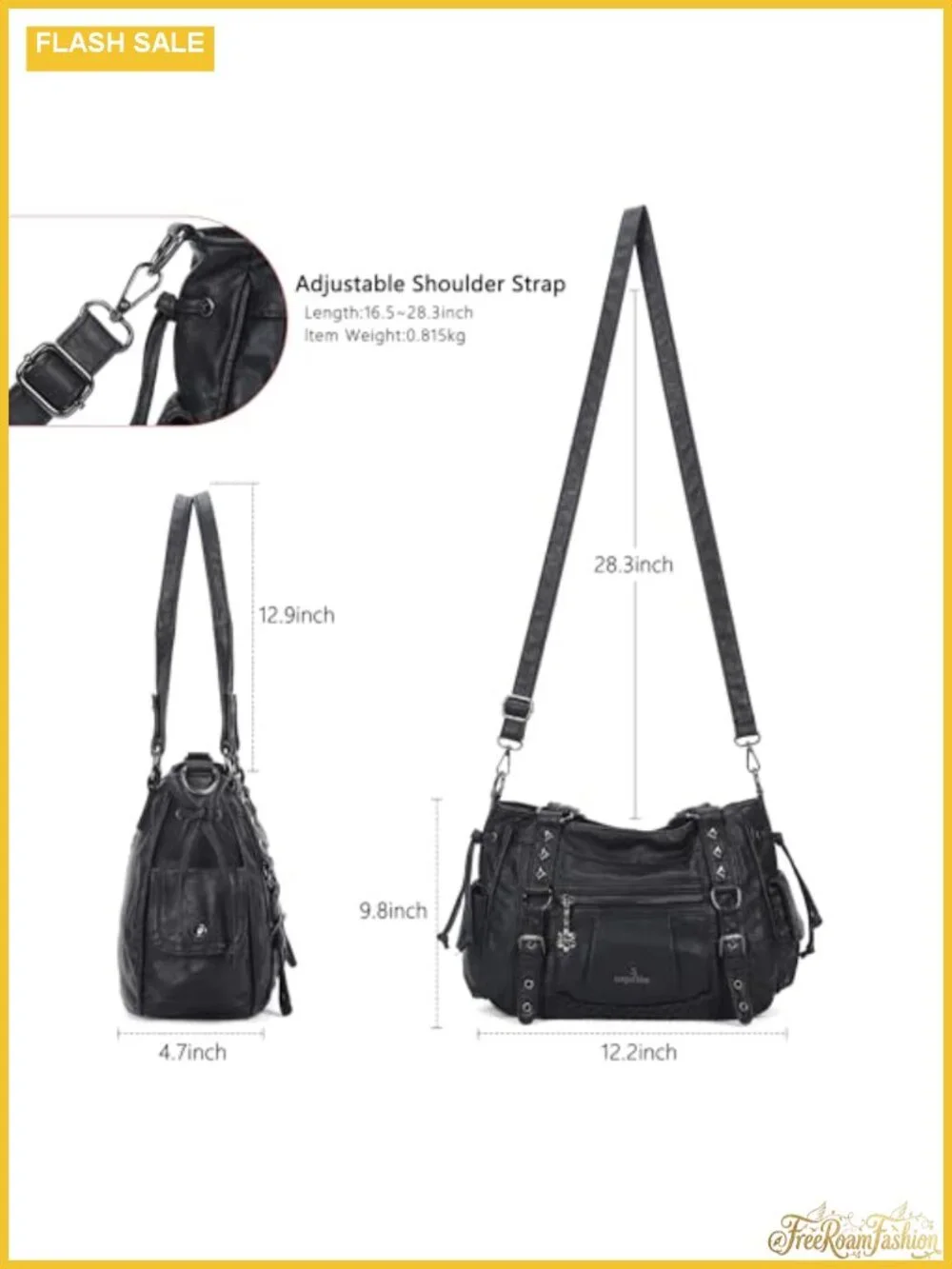 Multi-Pocket Vegan Leather Hobo Satchel Tote - Fits 13
